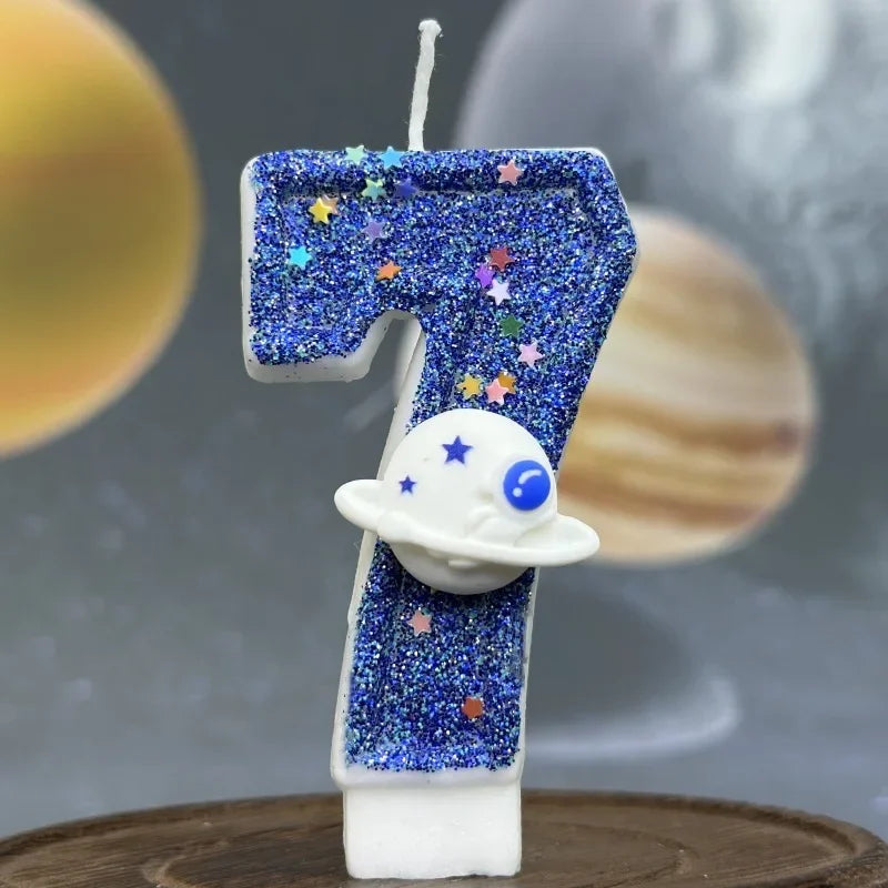 Number Birthday Candles Planet Universe Cake Topper