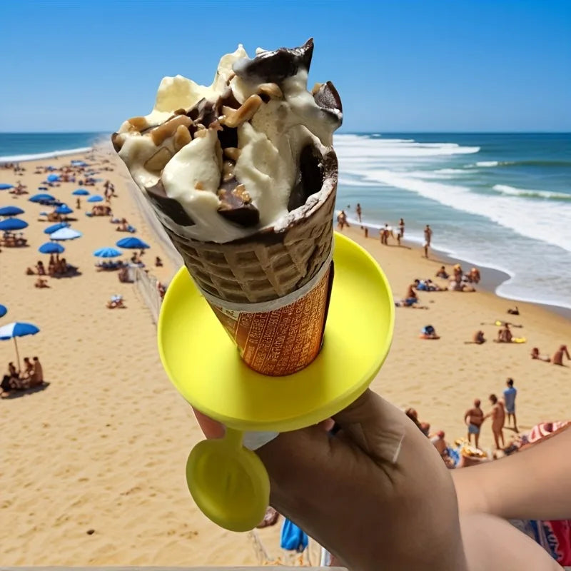 Ice Cream Cone Holder Rack with Drip Cap – Leak Proof Tray