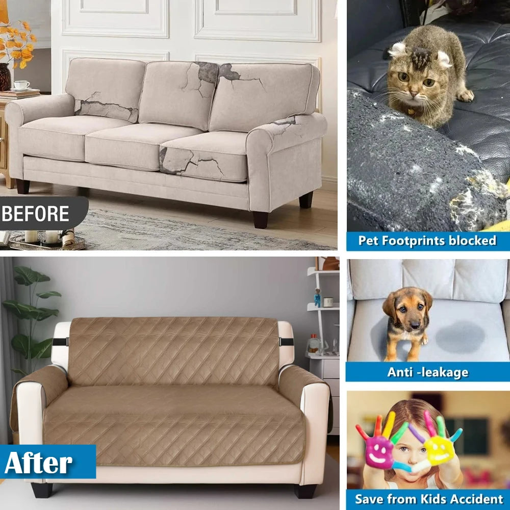 Waterproof Non-Slip Sofa Cover with Elastic Straps | Pet Friendly