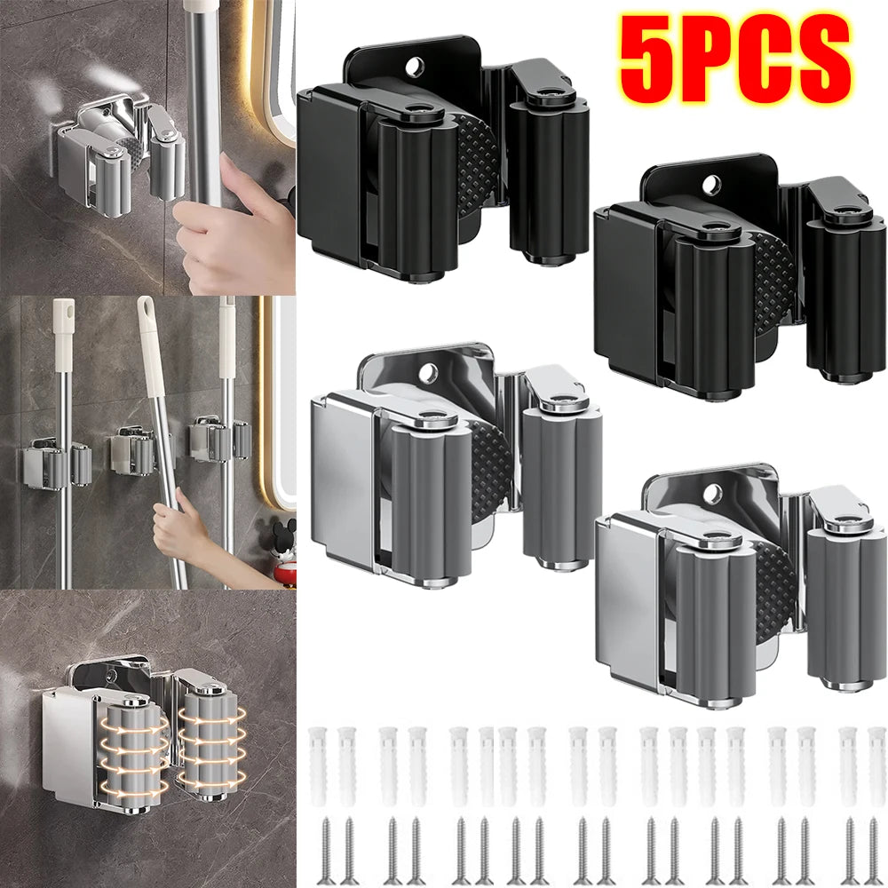 Wall Mounted Mop & Broom Holder – Stainless Steel Organizer