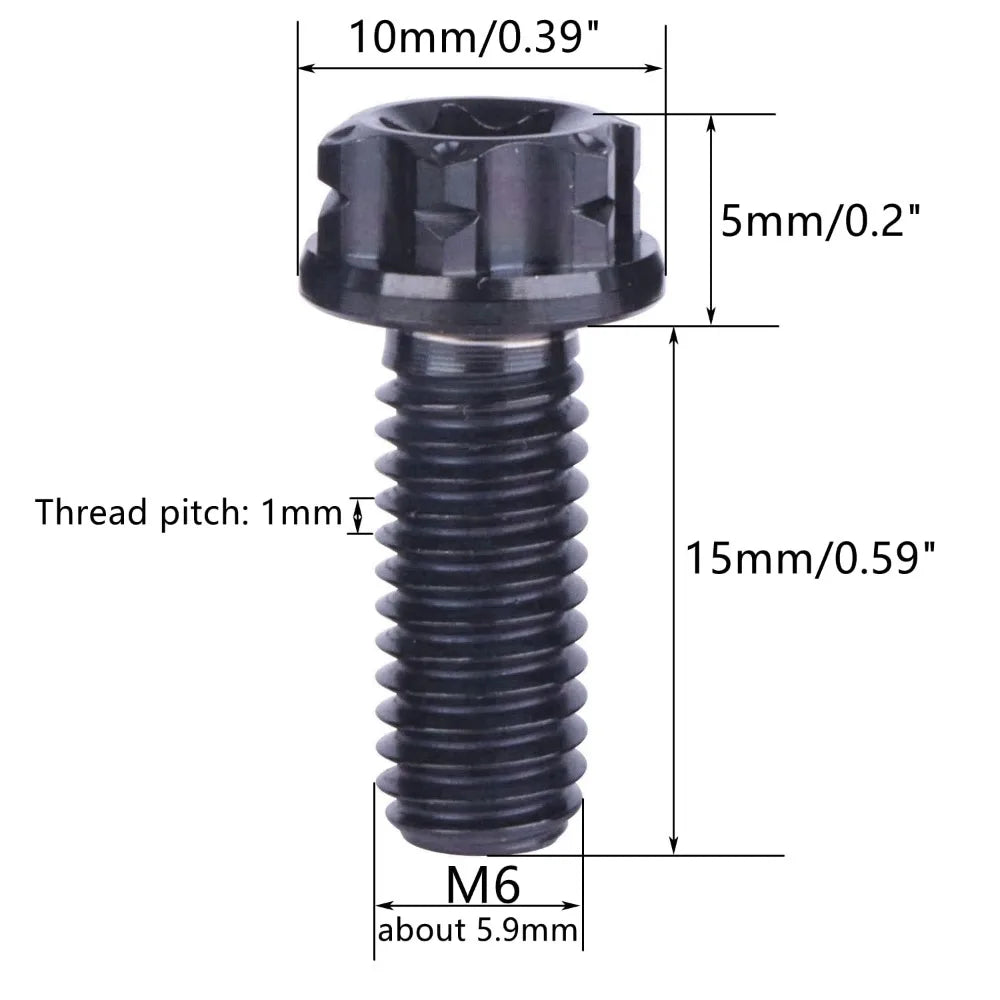 GR5 Titanium M6 Crown Bolt 10–30mm | Anti-Theft Decorative Screw