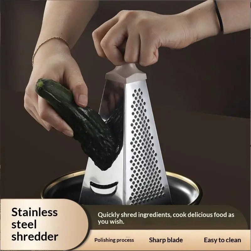 4-Sided Stainless Steel Box Grater & Vegetable Slicer