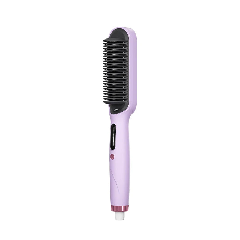 Negative Ion Hair Straightener Brush – 2-in-1 Straighten & Curl