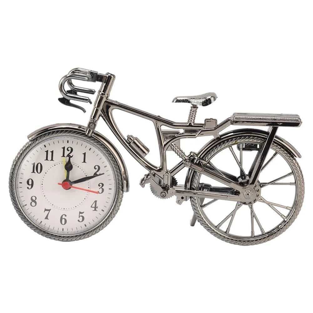 Retro Black Bicycle Alarm Clock – Silent Desk Ornament