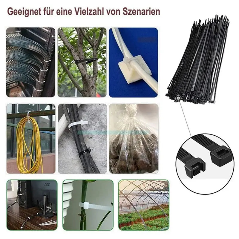 Black UV Resistant Nylon Cable Ties 300mm x 7.6mm 200 Pack