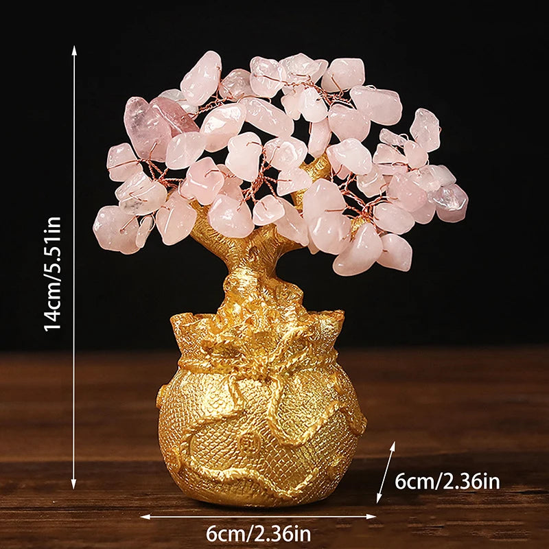 Yellow Crystal Money Tree Feng Shui Wealth Ornament