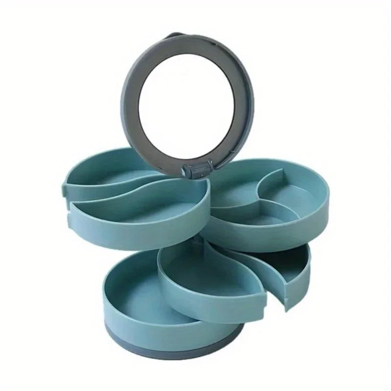 Rotating Multi-Layer Jewelry Organizer Box – Earrings & Rings