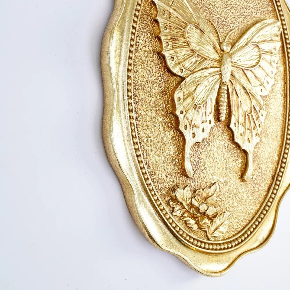 3D Resin Butterfly Wall Sculpture – Oval Relief Plaque Wall Art