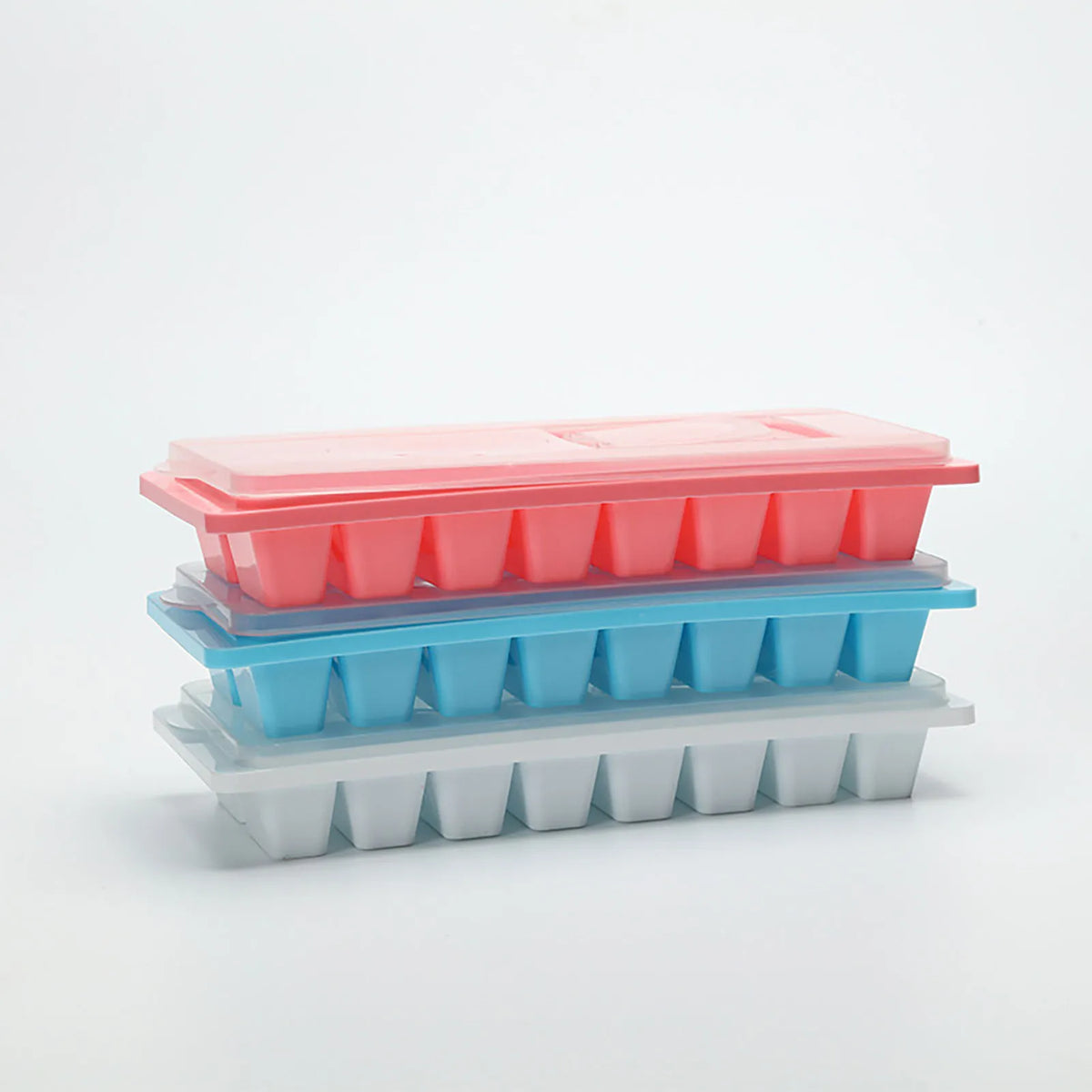 Square Ice Cube Tray with Lid – 16-Grid Flexible Reusable Mold