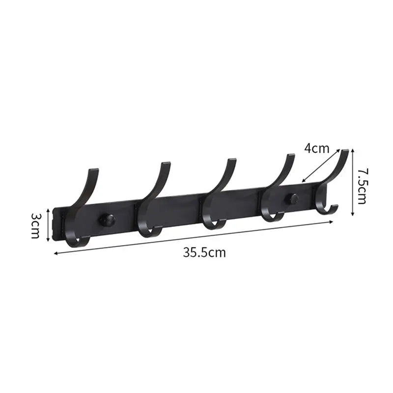 Wall Mounted Coat Rack 5 Hooks – Aluminum Entryway Hanger