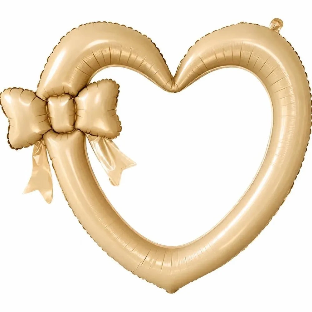 Heart Bow Foil Balloon Photo Prop – Valentine's Party Décor