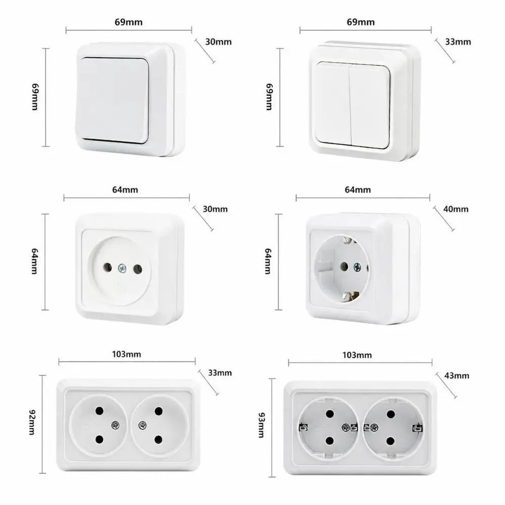EU Standard White Rocker Wall Switch – Flame Retardant Surface Mount
