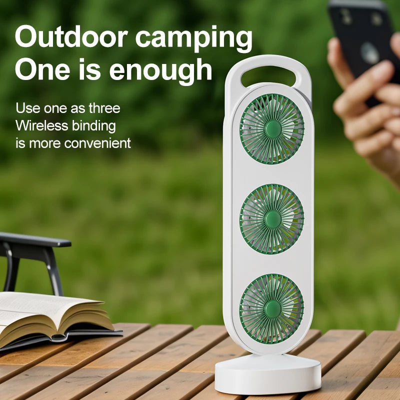 VIBE 3-Outlet USB Rechargeable Desktop Fan – 3 Speed Settings