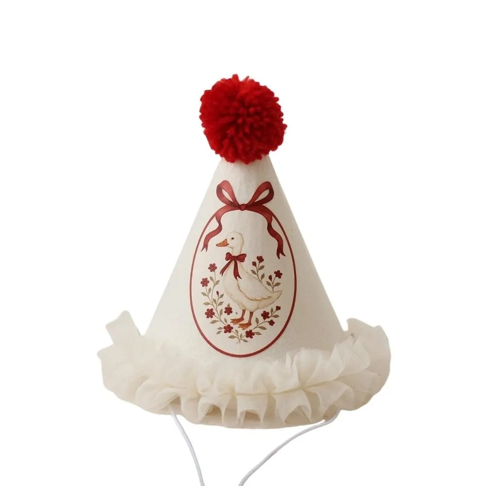 Princess Birthday Hat – Lace Wool Ball Photo Prop Cap