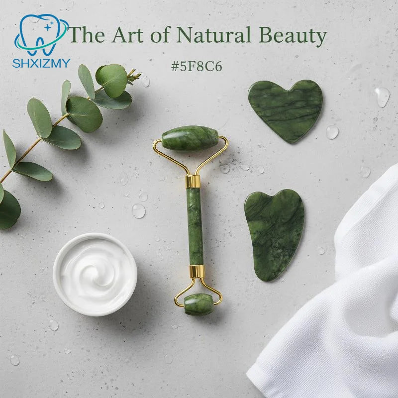 Natural Jade Roller & Gua Sha Set – Face & Body Massage