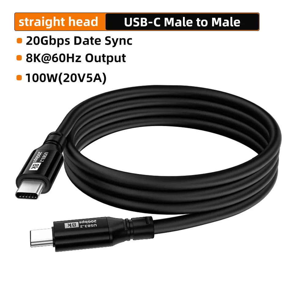 100W USB-C Cable 20Gbps USB 3.2 Gen2 8K 4K Fast Charging