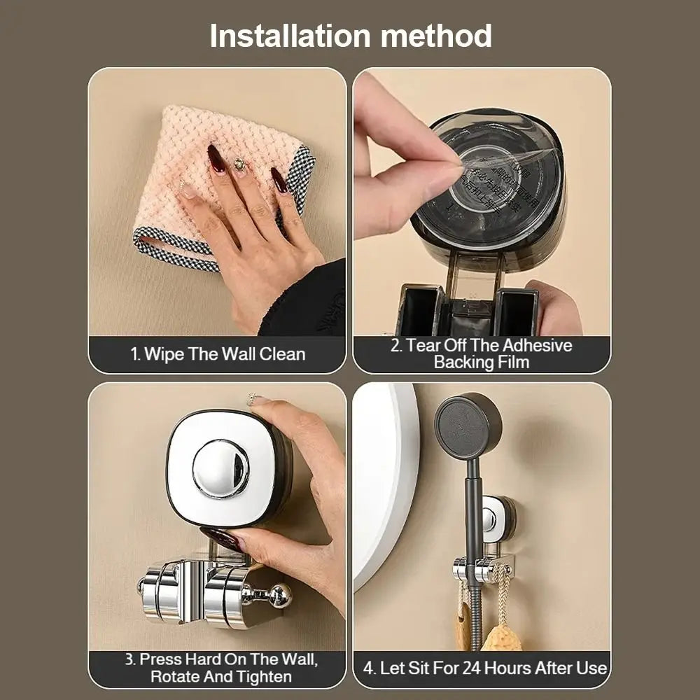 No-Drill Suction Cup Shower Holder Wall Mount Bracket