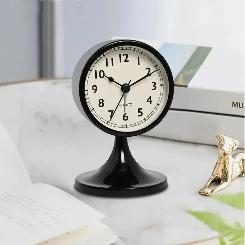 Nordic Metal Alarm Clock with Night Light – Silent Round Clock