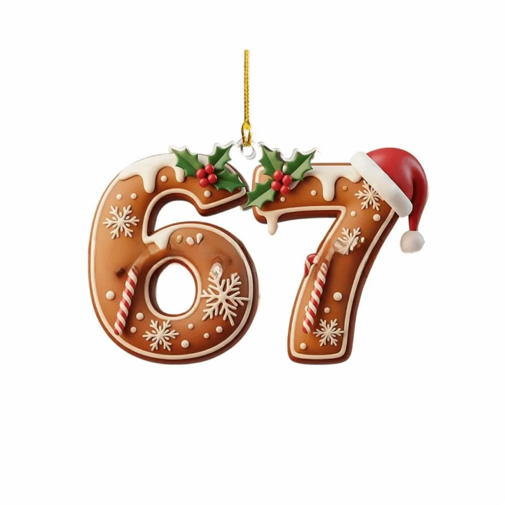 Funny Santa Six Seven Meme Acrylic Christmas Tree Ornament