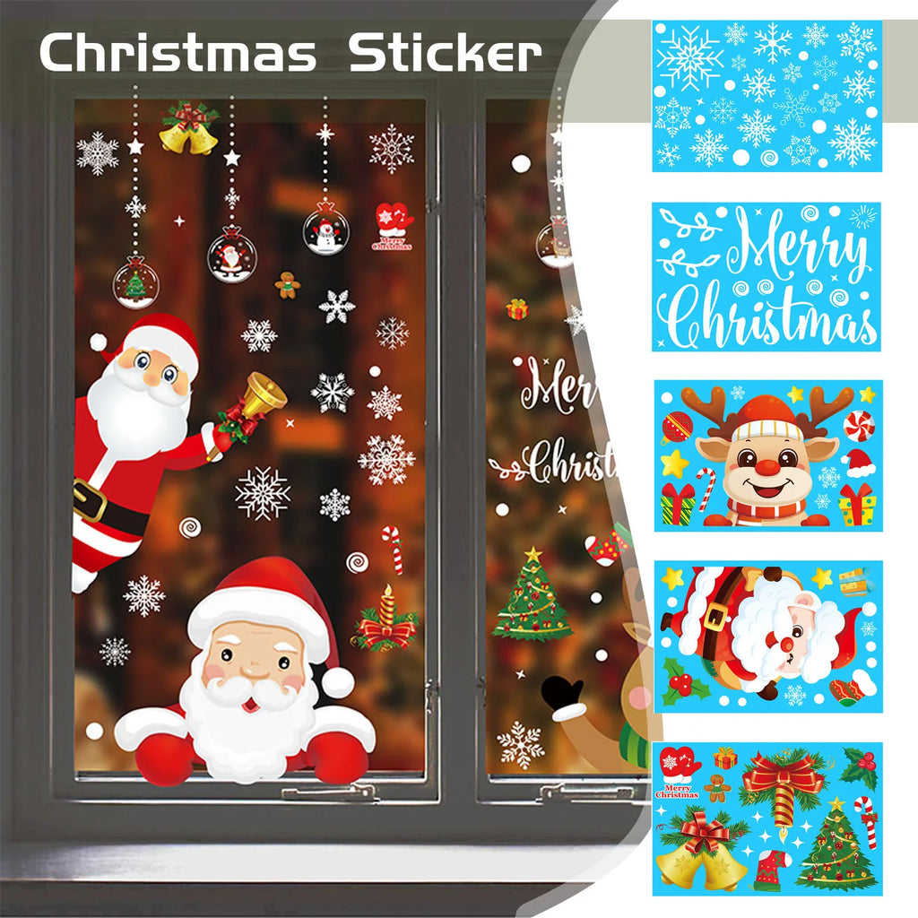 Christmas Santa Elk PVC Static Window Stickers – Removable