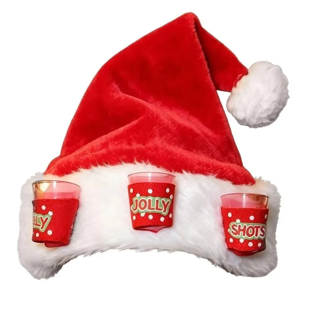 Novelty Santa Hat with Wine Glass Holders | Christmas Party Hat