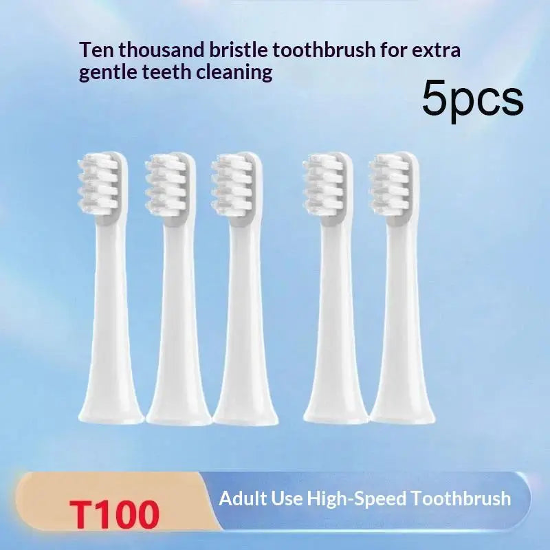 5-Pack T100 Replacement Toothbrush Heads – Soft Sonic Bristles