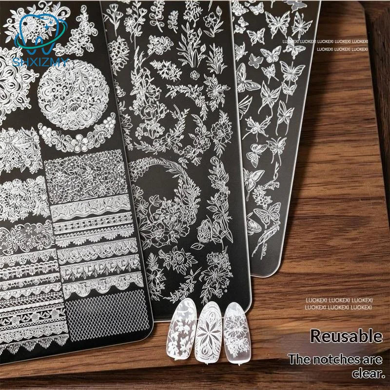Floral Lace Butterfly Nail Art Stamping Plate – DIY Stencil