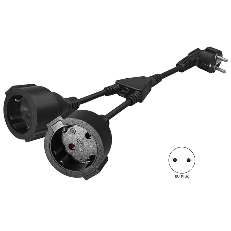 EU Plug 1-to-2 Outlet Y Splitter Power Extension Cord