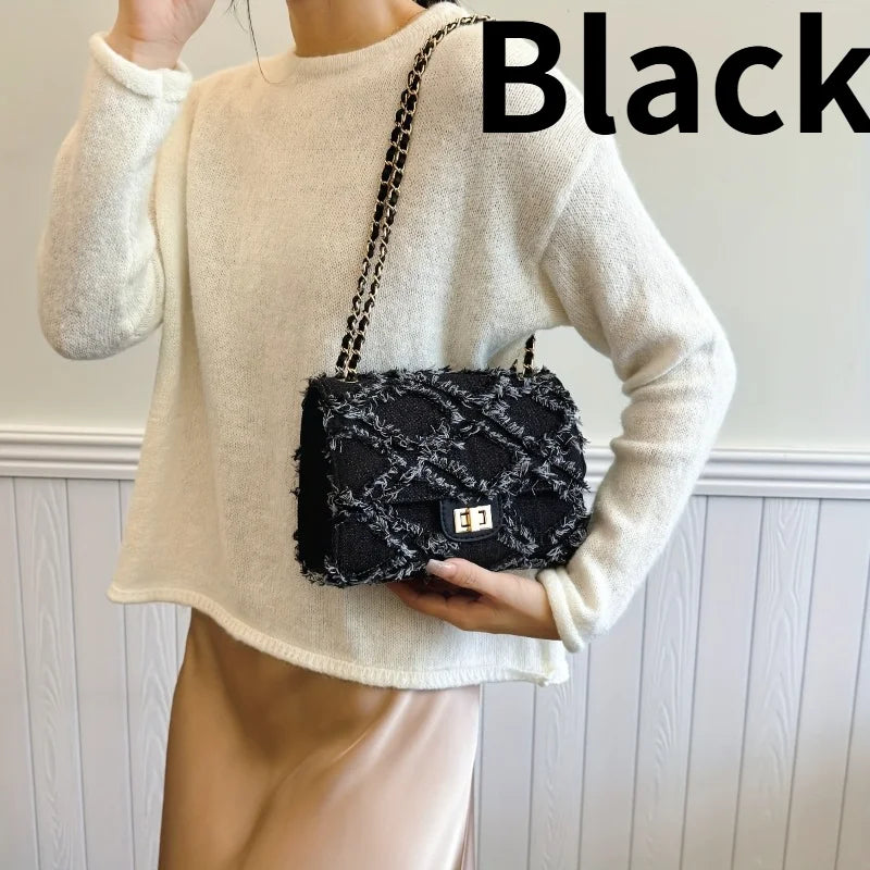 Women's Mini Crossbody Bag – Chain Strap & Lock Detail