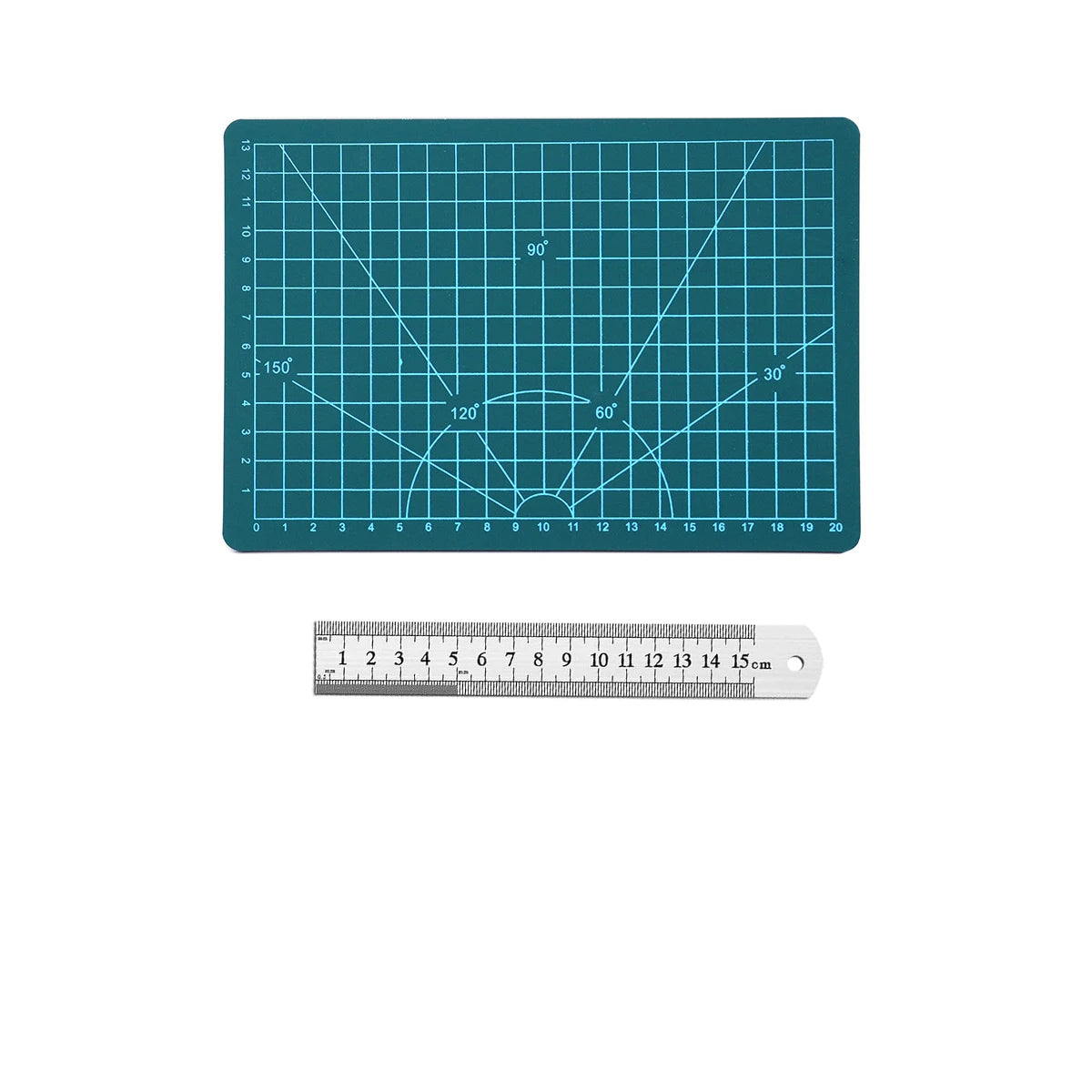Stainless Steel Ruler & Cutting Mat Set – 15/20/30cm Woodworking