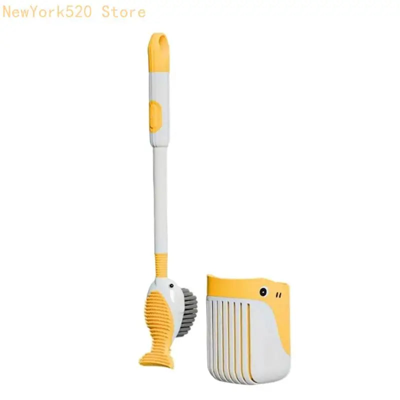 Whale Toilet Brush with Holder & Liquid Dispenser – Long Handle