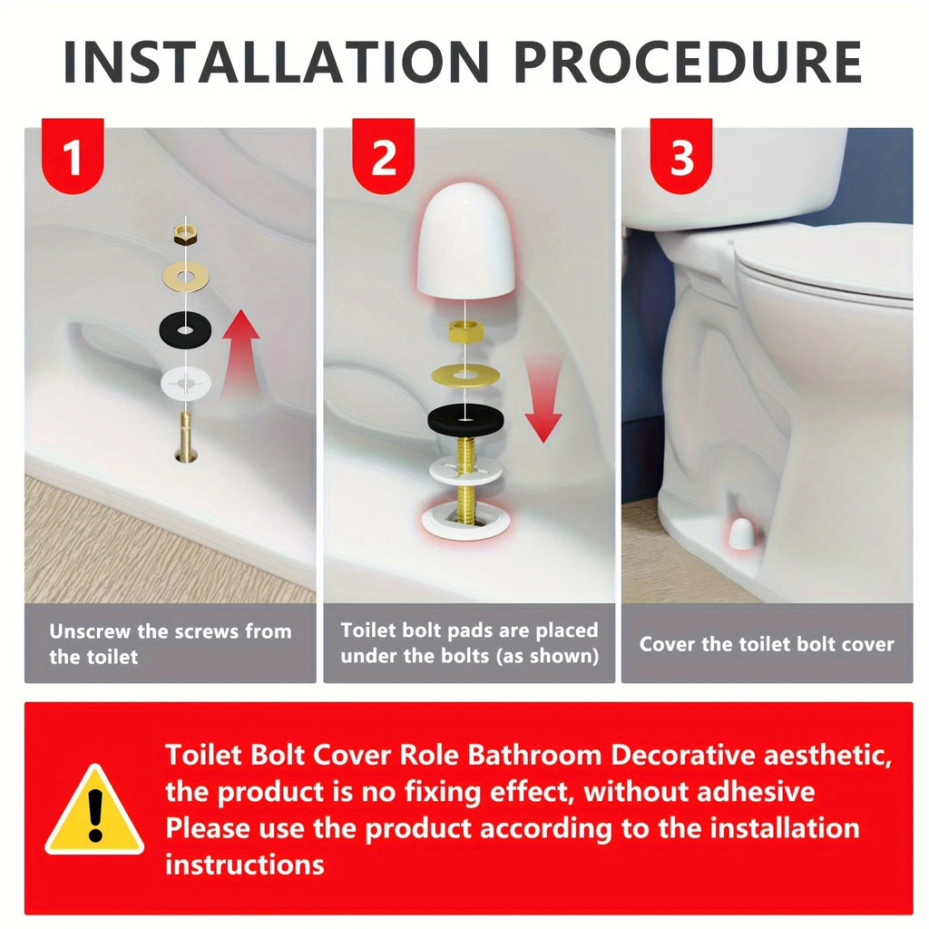 2-Pack Universal Round Toilet Bolt Caps with Extra Washers