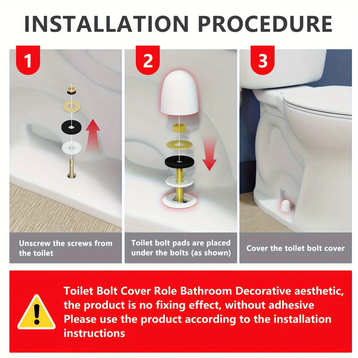 2-Pack Universal Round Toilet Bolt Caps with Extra Washers