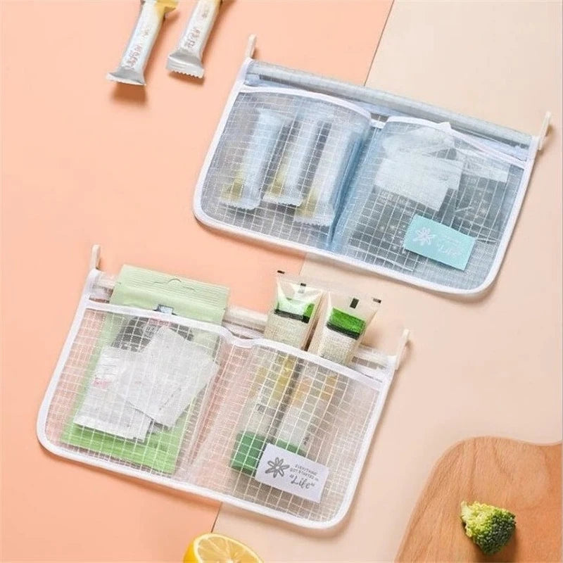 Double Compartment Fridge Hanging Mesh Organizer for Spices
