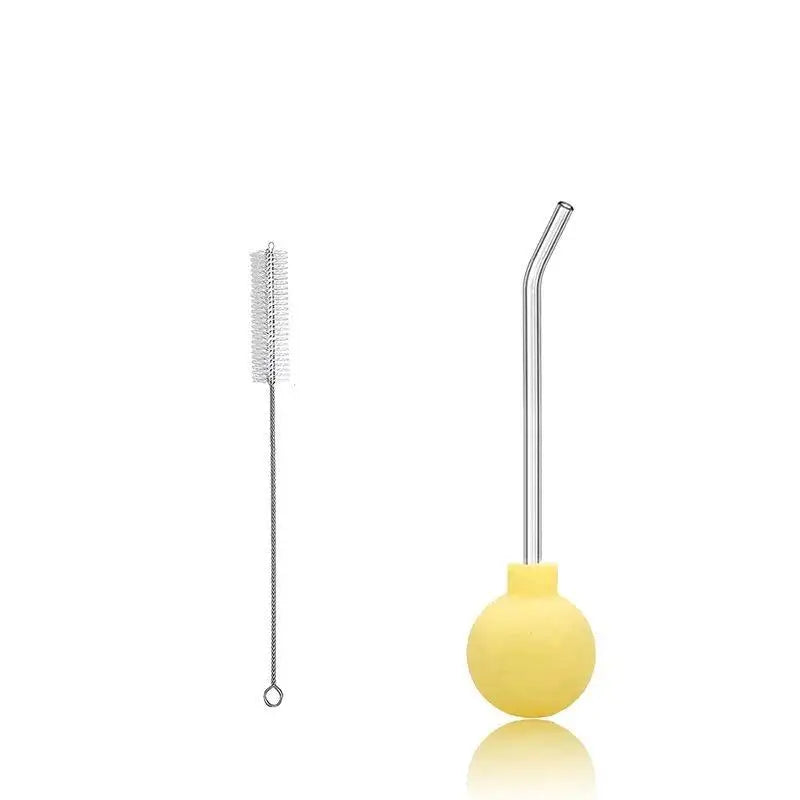 Silicone Irrigation Bulb Syringe with Curved Steel Tip & Brush