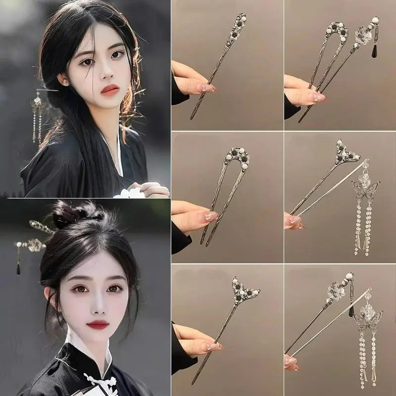 Retro Chinese Flower Tassel Hair Stick – Elegant Hair Accessory