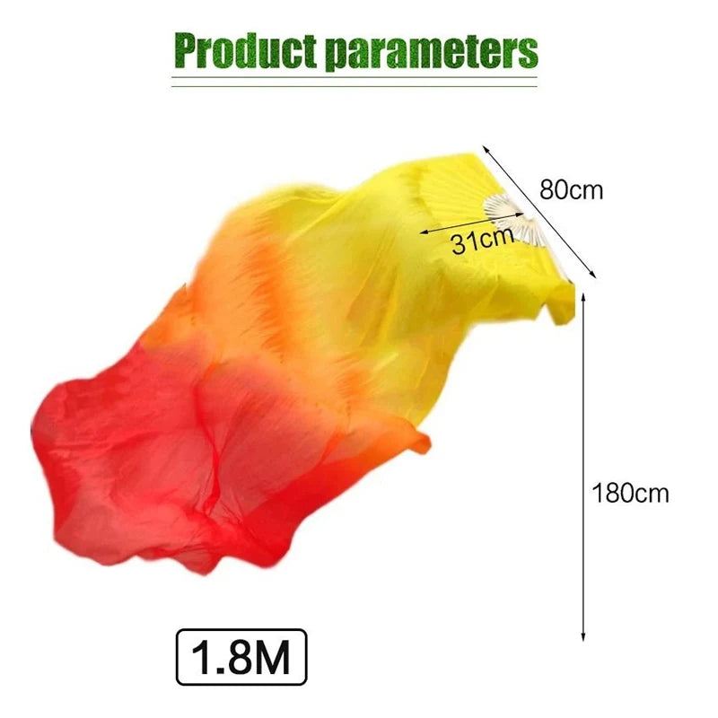 Gradient Belly Dance Fan Extended Floating Head Long Silk Fan