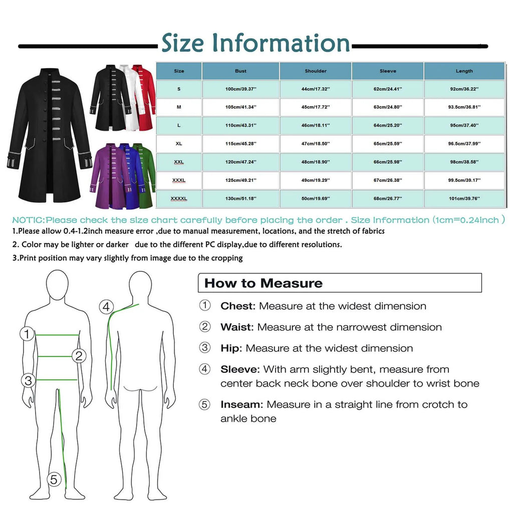 Men's Steampunk Gothic Tailcoat Vintage Long Trench Coat