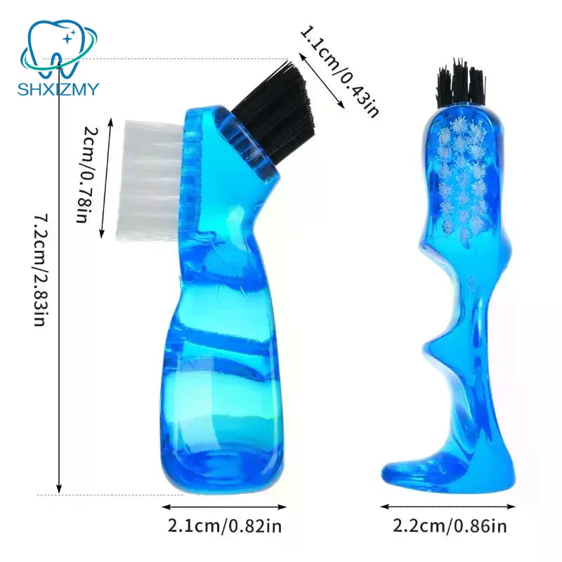 Dual Head Soft Bristle Denture Brush | False Teeth Cleaner