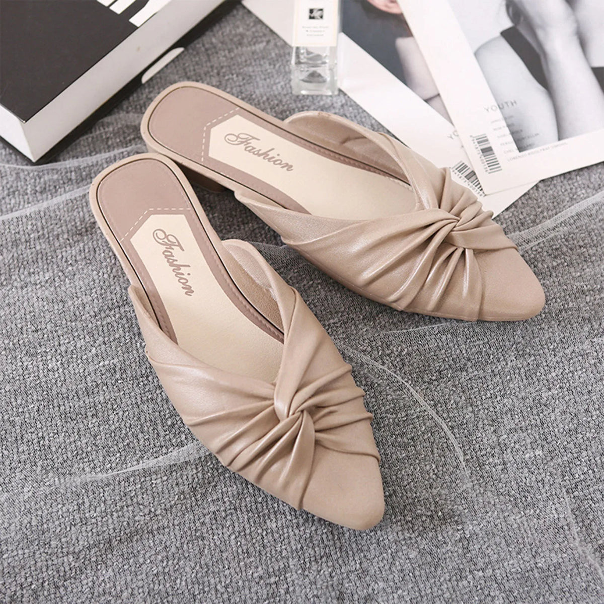 Women's Pointed Toe High Heel Slippers – Korean Style 2025