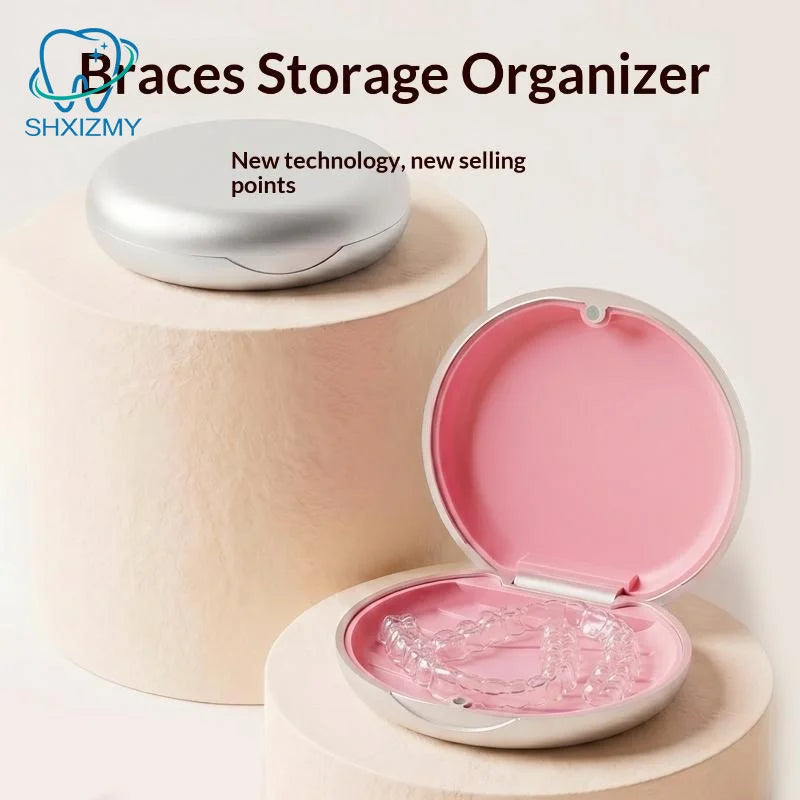 Portable Dental Retainer Case with Mirror & Vent Holes