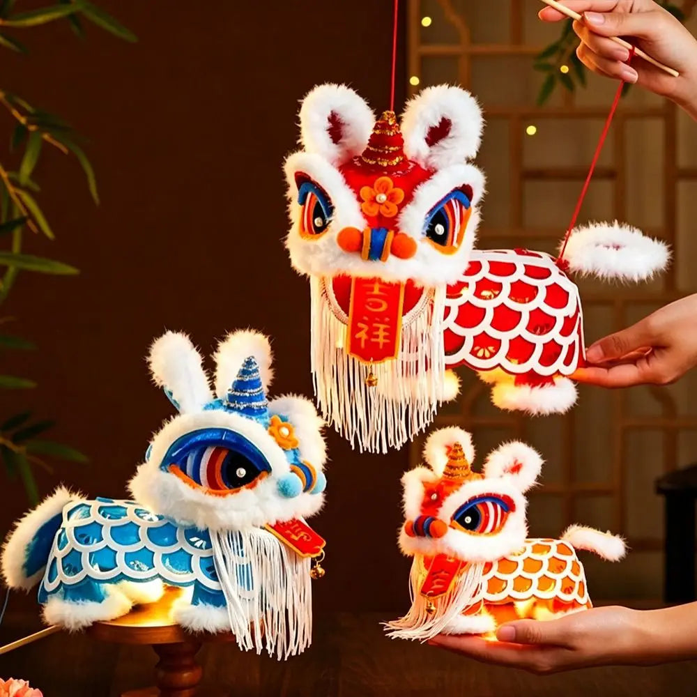 Chinese Lion Dance Lantern DIY Kit – Illuminated Felt with Tassel