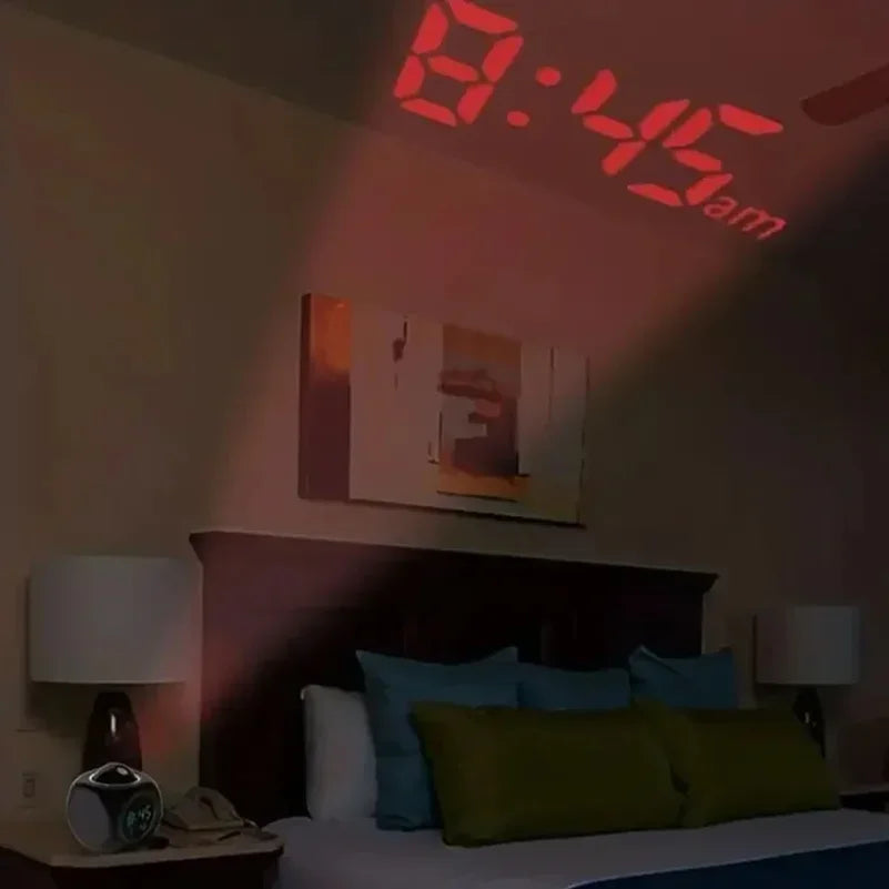 Projection Alarm Clock – Ceiling Display, Voice & Temperature