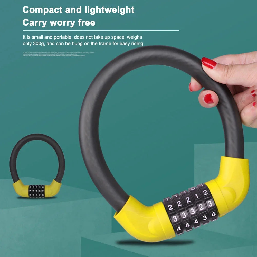 5-Digit Combination Bike Lock – Zinc Alloy Steel Cable