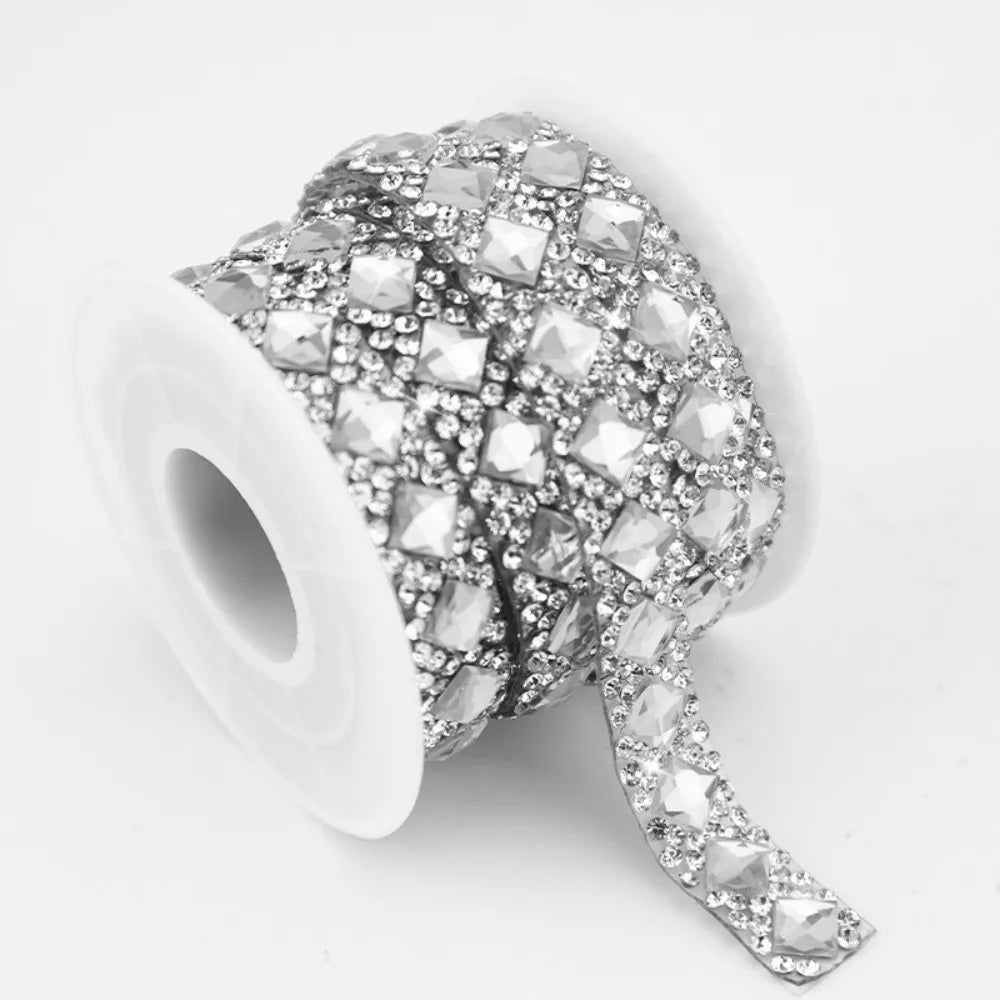 3 Yards Self-Adhesive Square Rhinestone Strip | DIY Trim