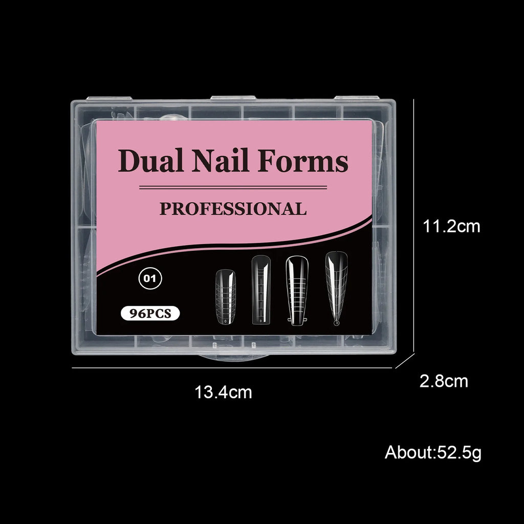 96Pcs Stiletto & Coffin Clear Dual Nail Extension Forms