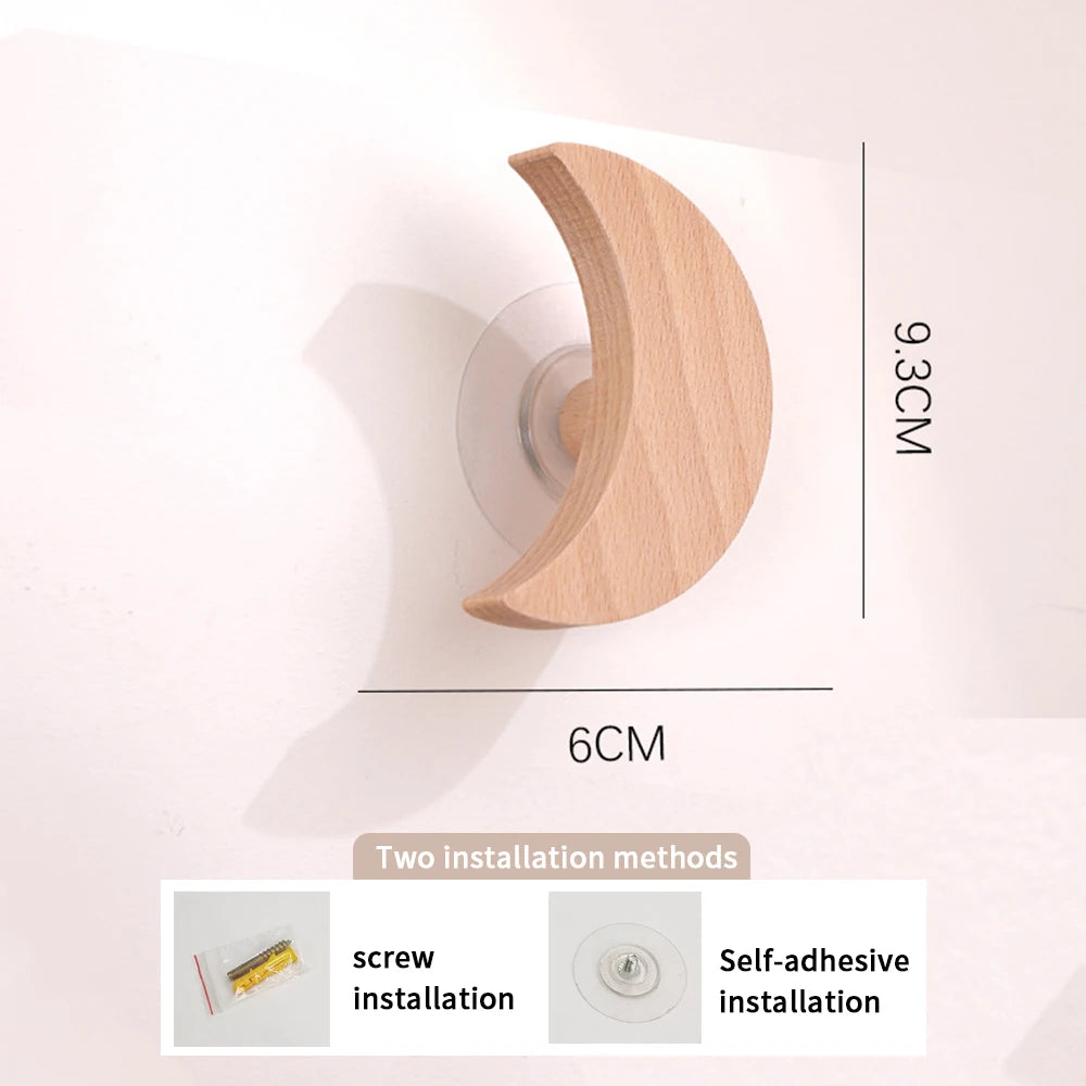 Wooden Flower-Shape Adhesive Wall Hook – Coat & Towel Hanger