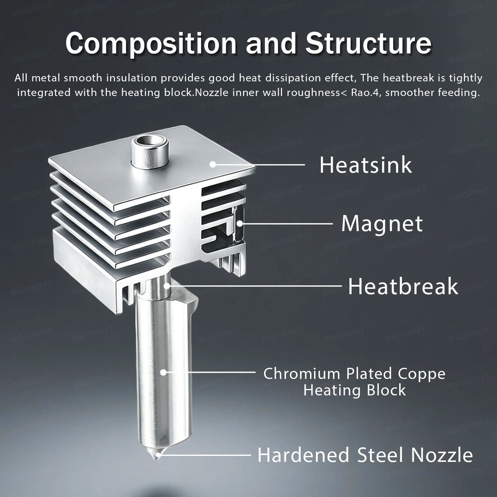 Bambu Lab X2D P2S Integrated Hotend Assembly – Hardened Steel