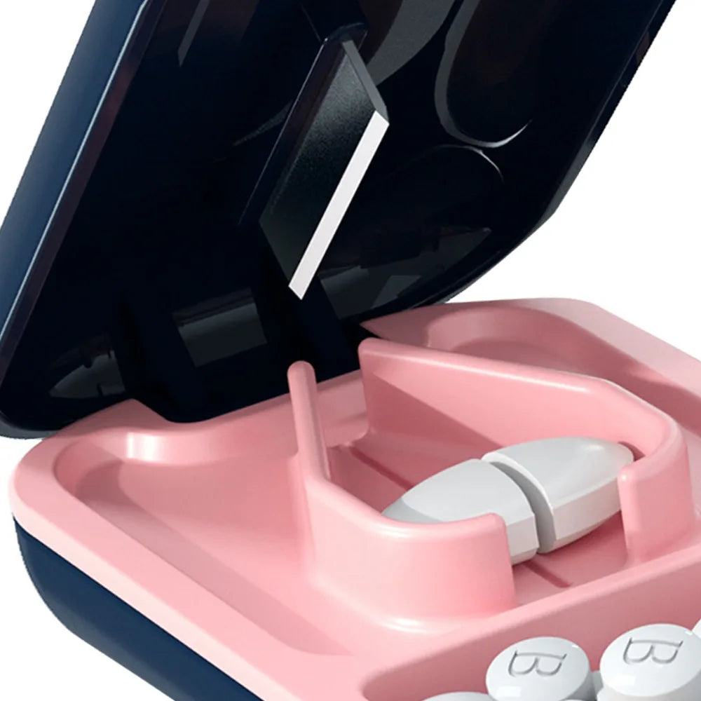 2-Pack Portable Pill Cutter & Tablet Splitter with Storage
