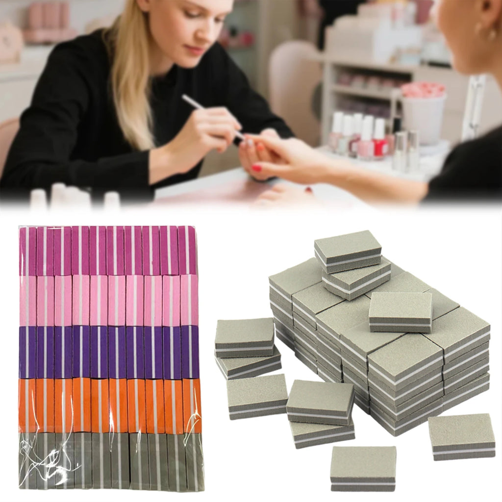 50-Pack Double Sided Nail Buffer Sponge Blocks – Manicure Kit